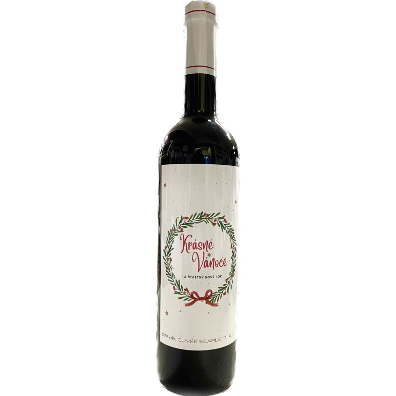 Dárkové červené víno 0,75L - Krásné Vánoce